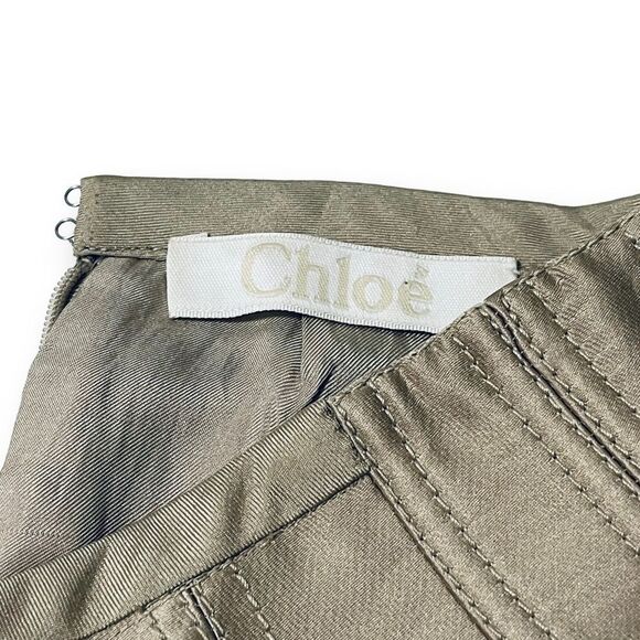 Chloé Metallic Silk High Rise Lace-Up Shorts Gris Vert Size 36 US 5 - Picture 9 of 14